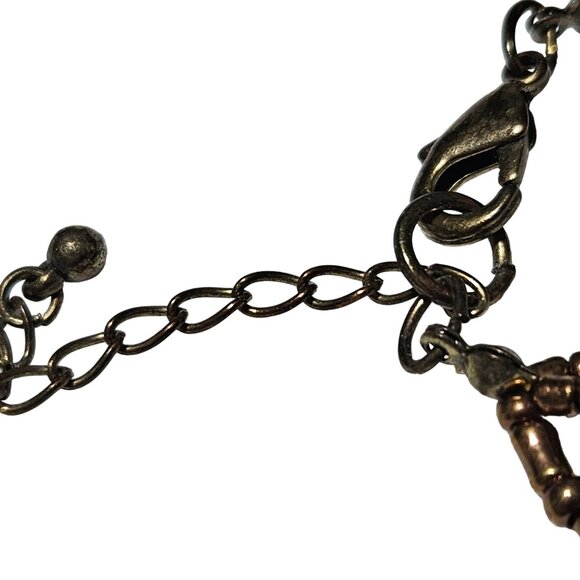 Handmade Boho Natural Shell Discs Bronze Beaded Necklace Multi Strand Jewelry - Picture 8 of 9